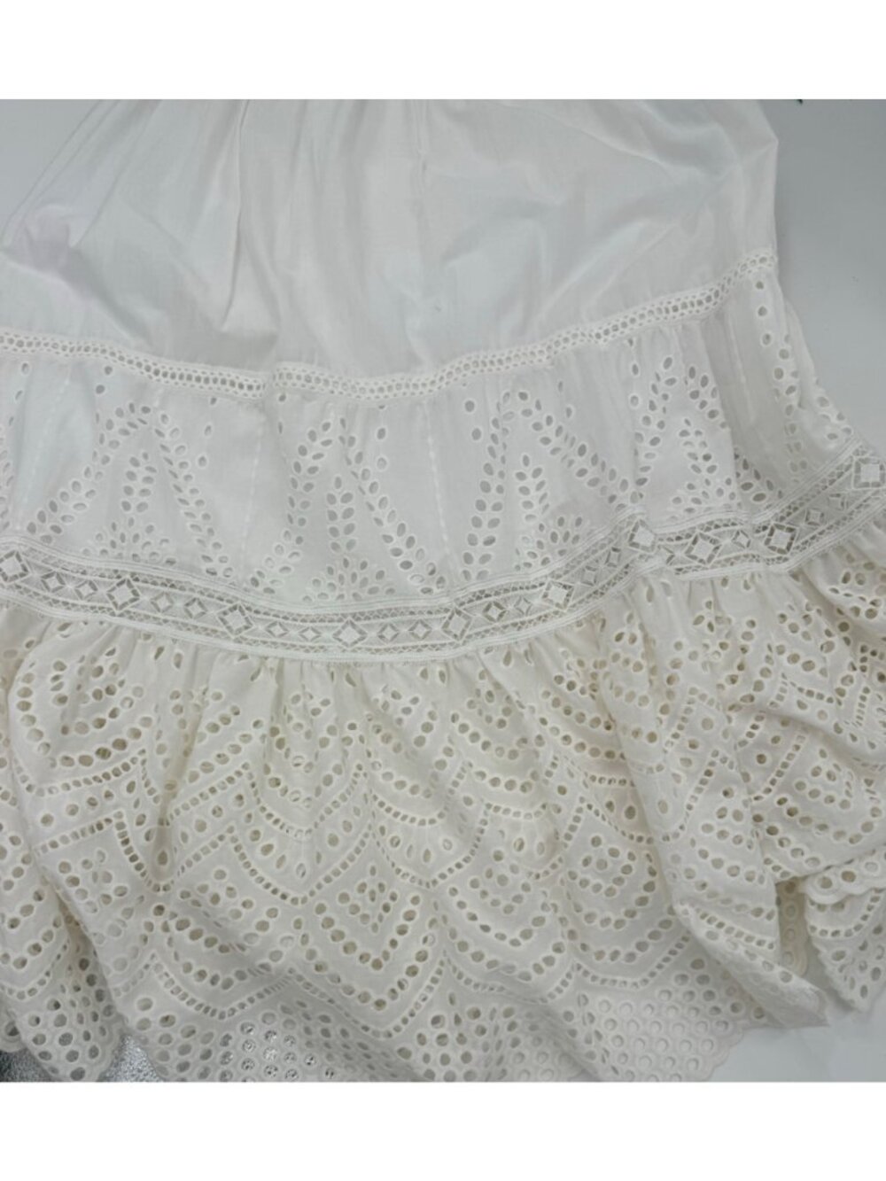 MISA Los Angeles Allegra Women's Allegra White Eyelet Lace Maxi Dress V-Neck Spa - Picture 12 of 16